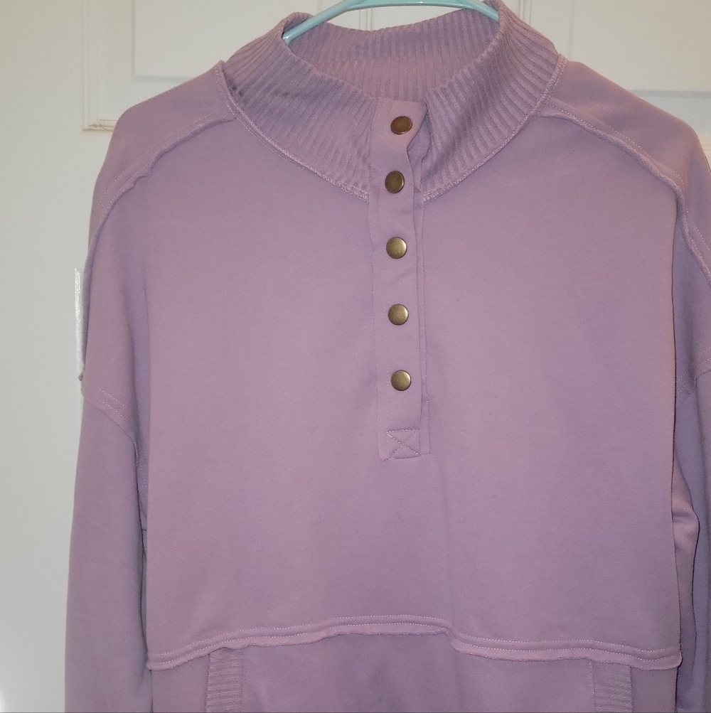 Lavender Button-Up Pullover - Picture 2 of 5